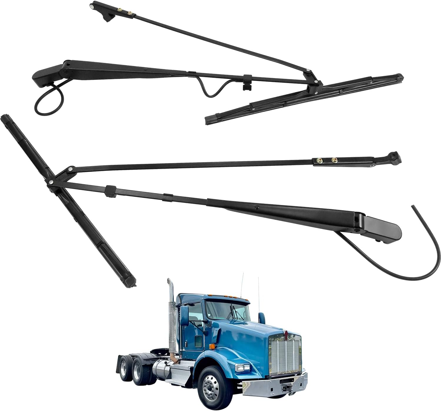 1 Pair Windshield Wiper Arm Kit with Spray Nozzle and Blade Compatible with Kenworth T600 T660 T800 W900 2007-2020 Front Left and Right Replaces 602-5405 HLK7013 R23102922 R23-1035-22