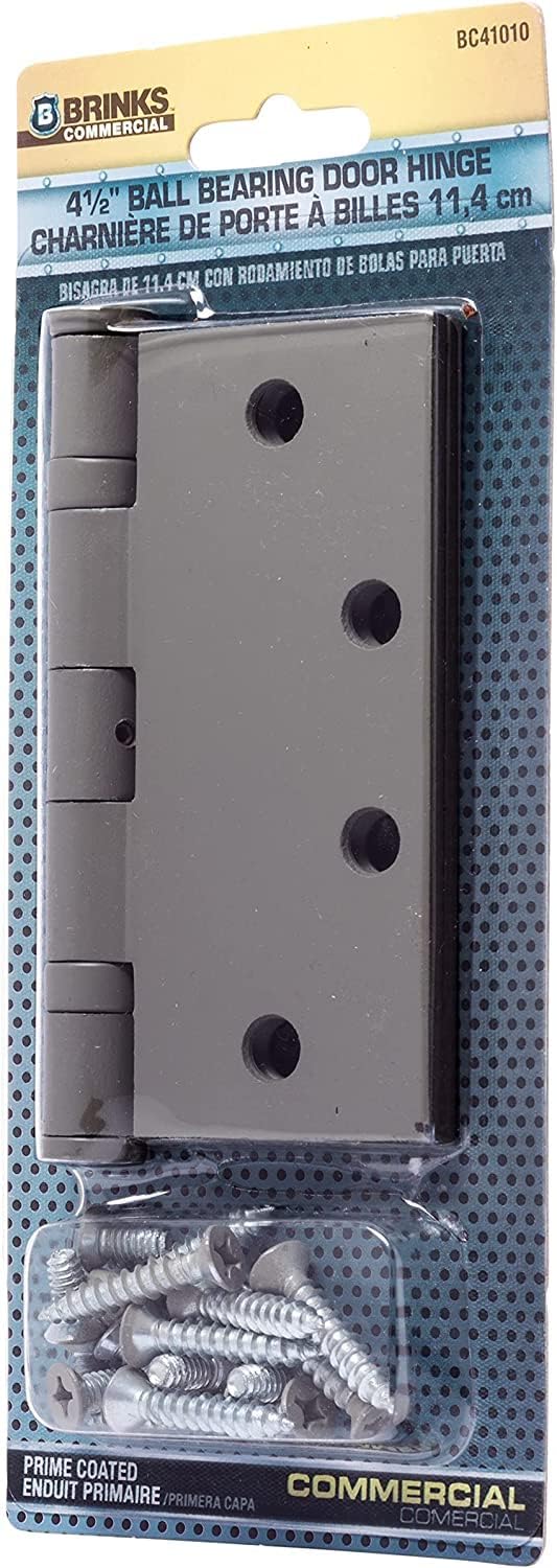 BRINKS Commercial - 4 1/2" Ball Bearing Door Hinge, Prime Coated - Smooth Opening and Closing for Light to Medium Weight Doors