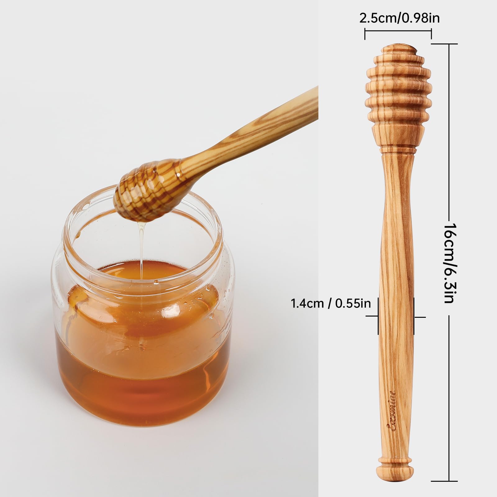 Olive Wood Honey Dippers - Natural & Durable -2