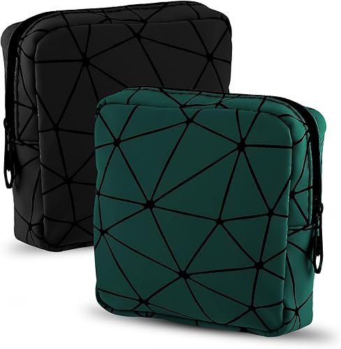 2 bolsas de almacenamiento de servilletas sanitarias, pequeña bolsa de cuero sintético menstrual impermeable de 4 pulgadas, bolsa menstrual con