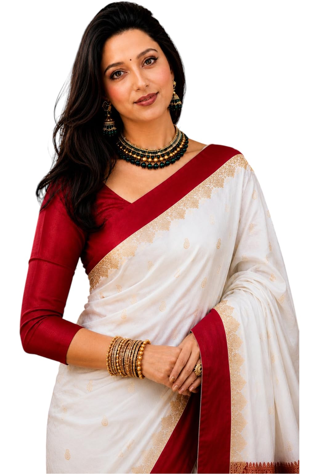 Banarasi Satin Saree Floral Motifs Jaal Embroidery Silver Zari Work-image-6
