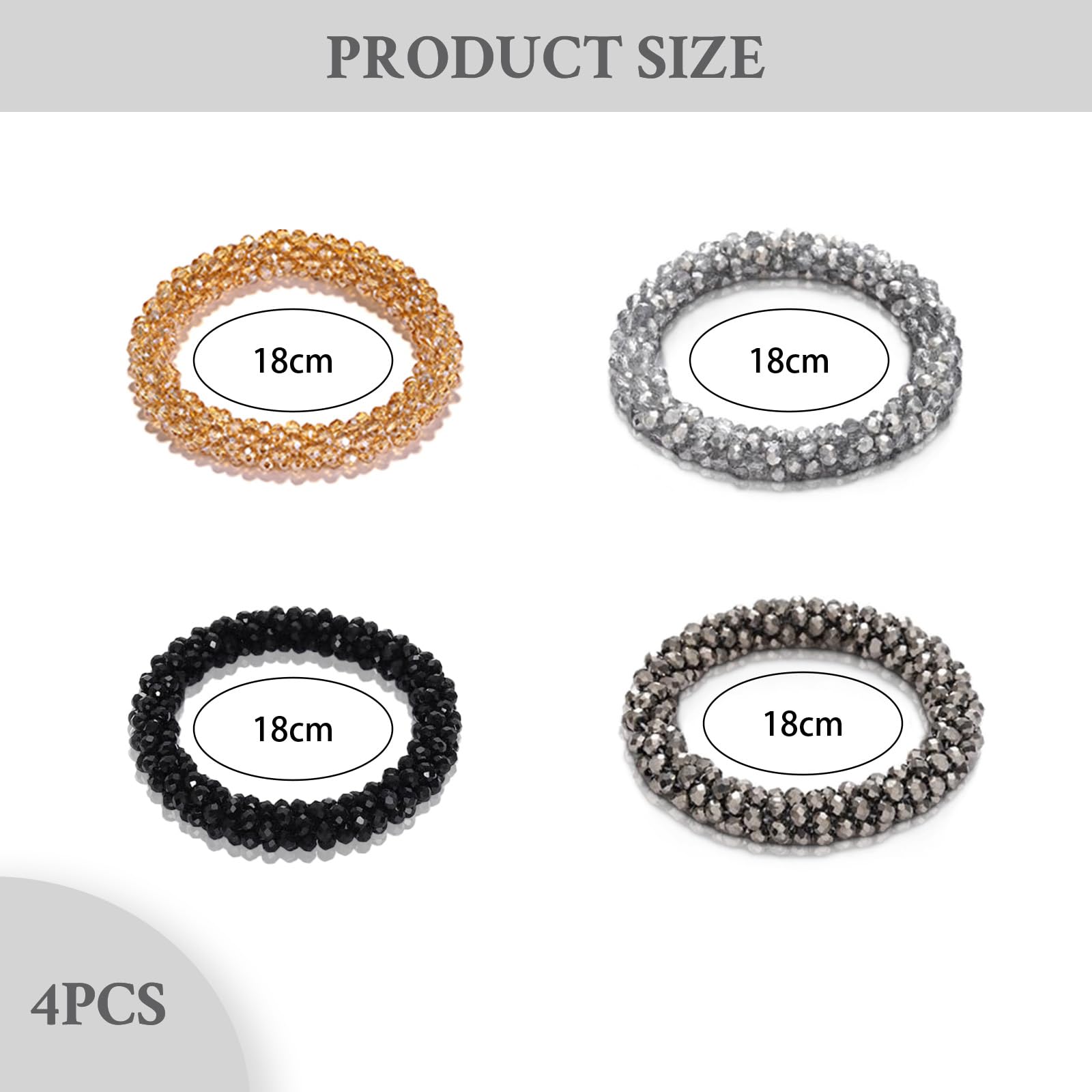 Yuanchu 4 elastici per capelli con strass scintillanti, elastici
