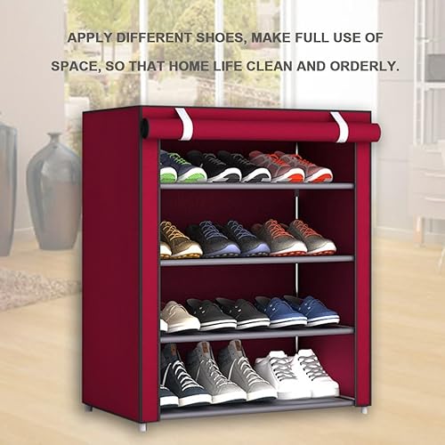 Miniatura 5 de TITA-DONG Zapatero organizador de zapatos con cubierta de tela a prueba de polvo, estante grande para zapatos, organizador de almacenamiento de