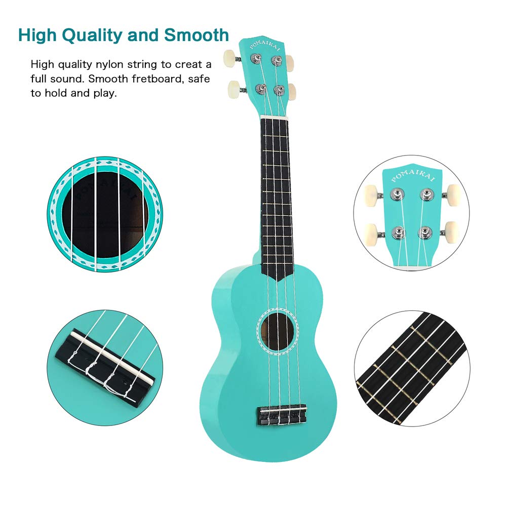 POMAIKAI Ukulele soprano in legno per principianti e studenti (blu)