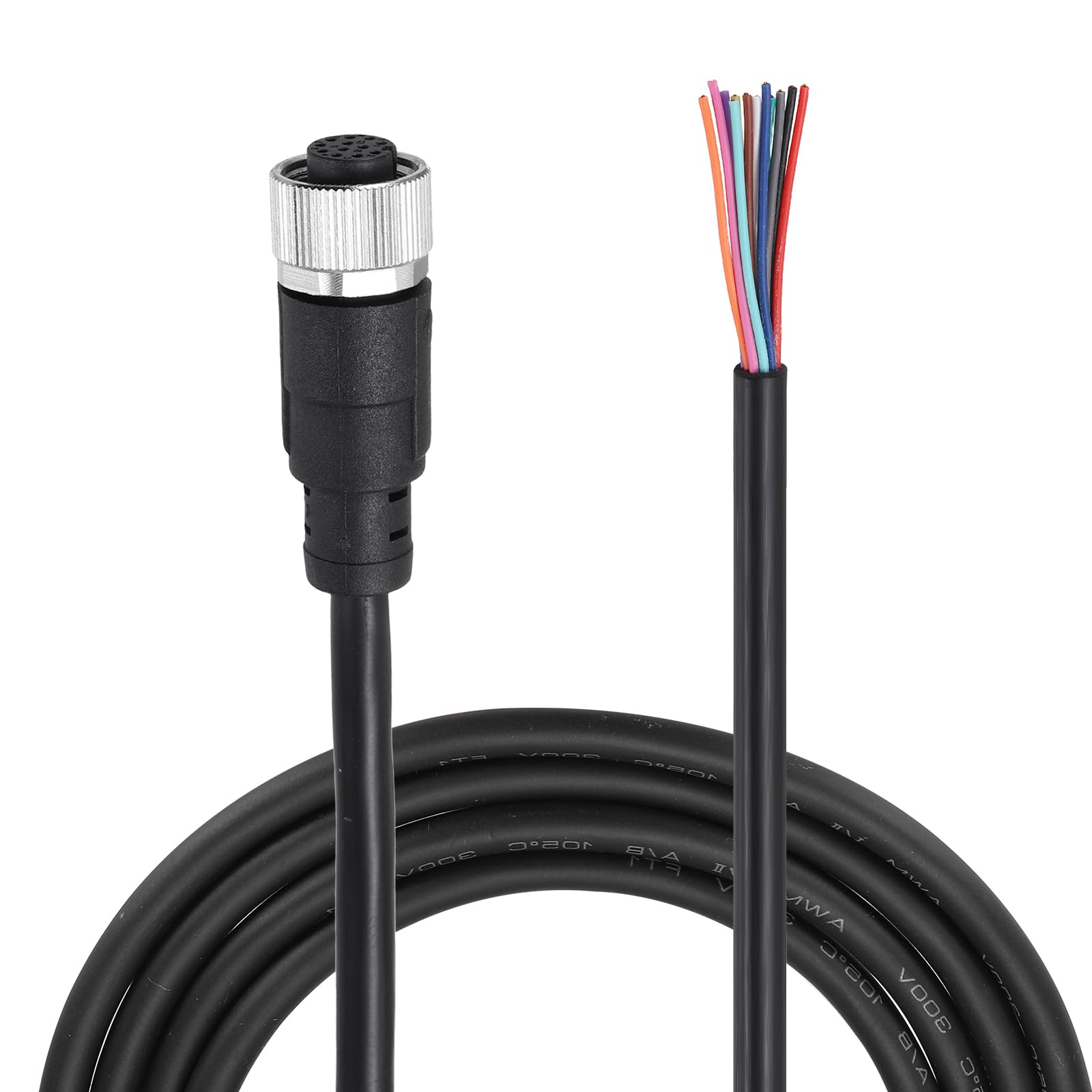 sourcing map M12 12 Pin Straight Female Aviation Connector Cable, 9.8ft Waterproof IP67 Aviation Sensor Electrical Cable