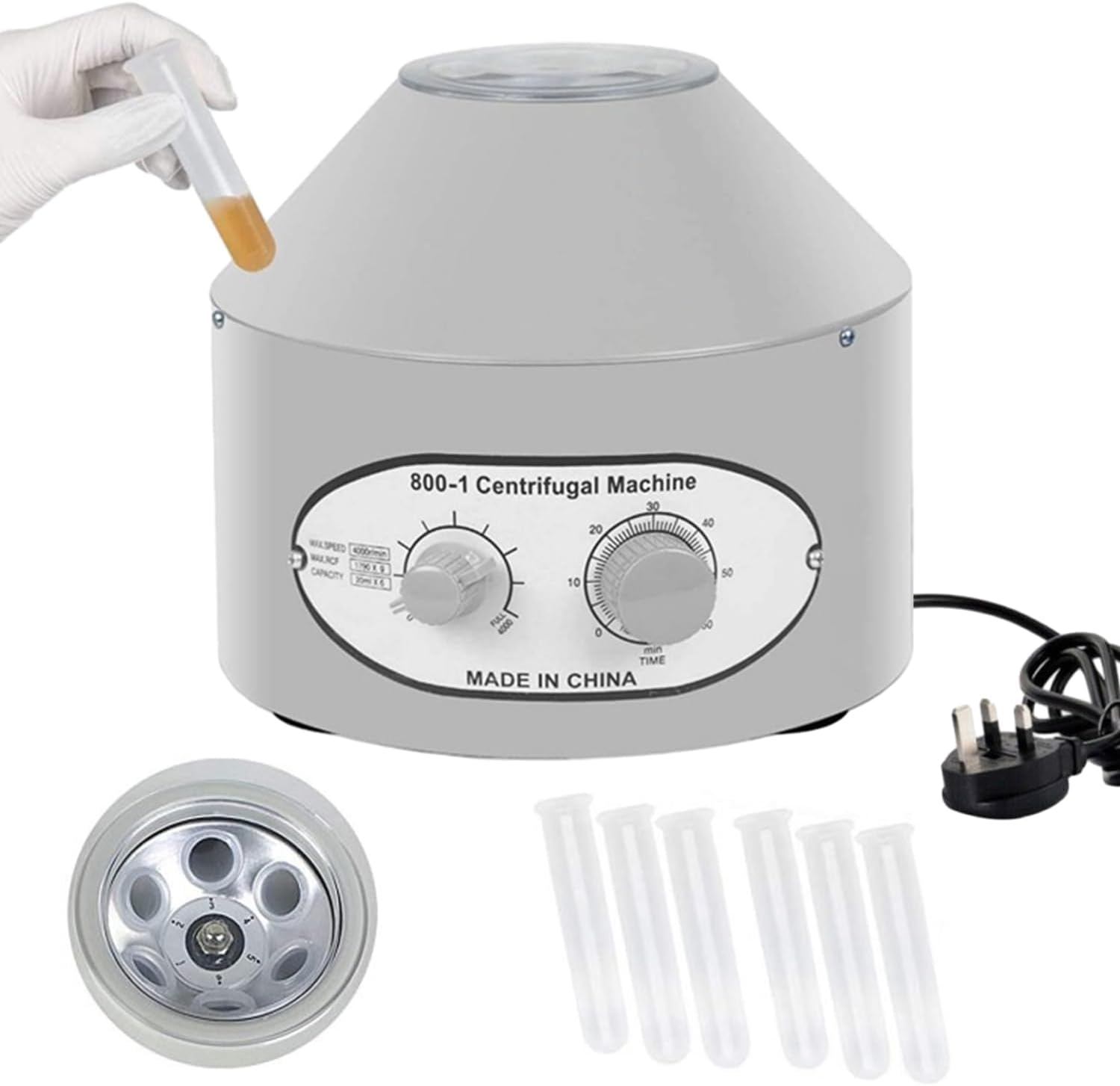 Portable Desktop Electric Centrifuge Machine Desktop Electric Lab Laboratory Medical Centrifuge Machine 4000rpm with Timer and Speed Control Equipment Practice for Biology Medical