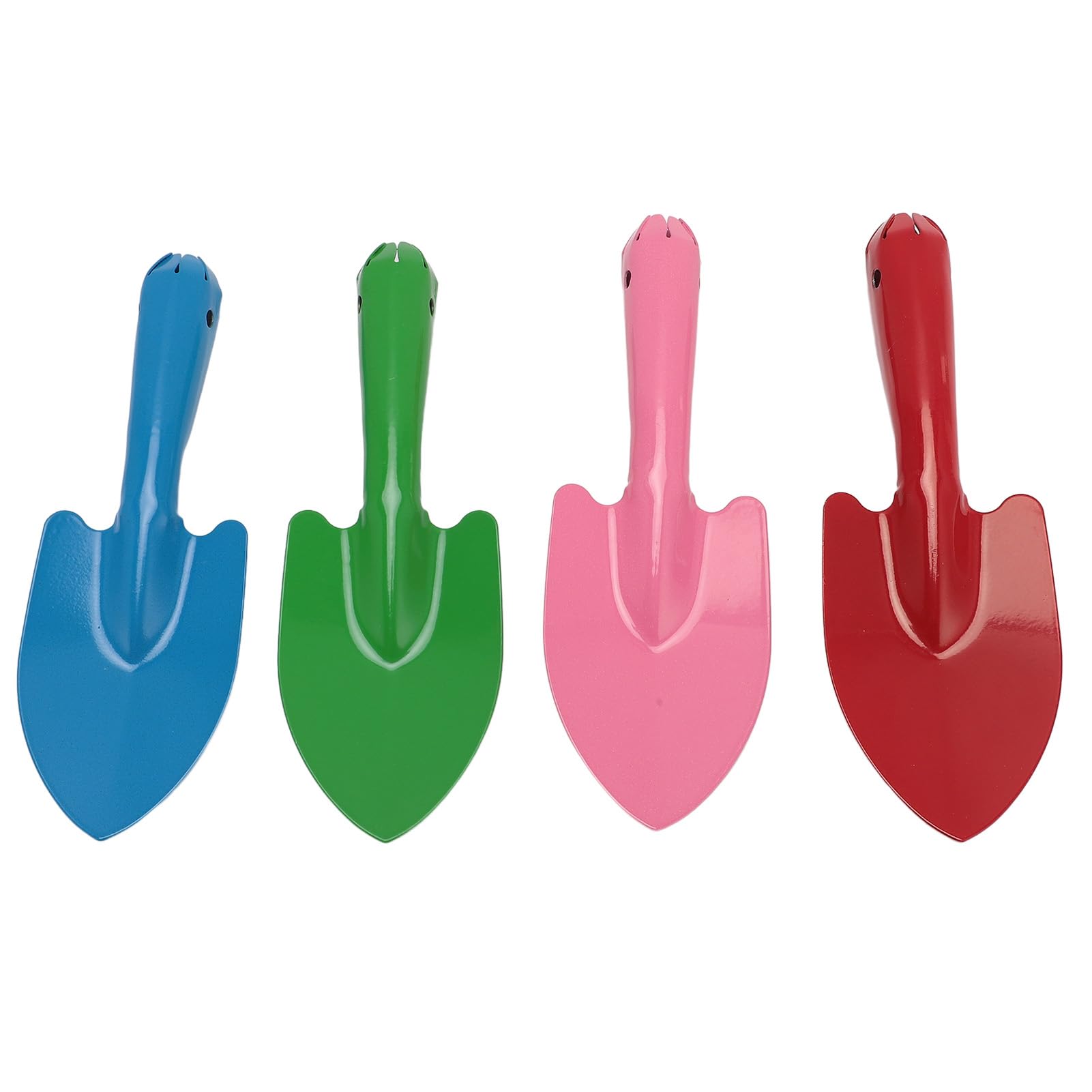 Natudeco 4pcs Mini Colorful Shovel Set Metal Hand Trowel Garden Tools for Flower Soil Planting Digging Transplanting Kids