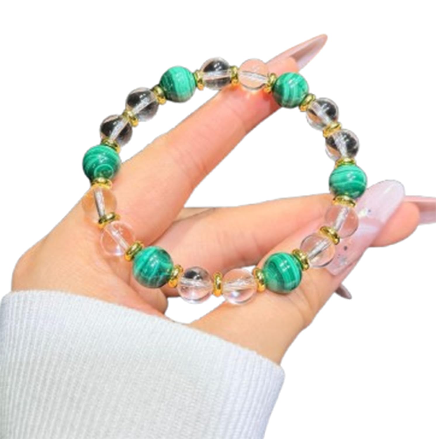 Bracciale perline pietre preziose naturali, braccialetti elastici cristallo