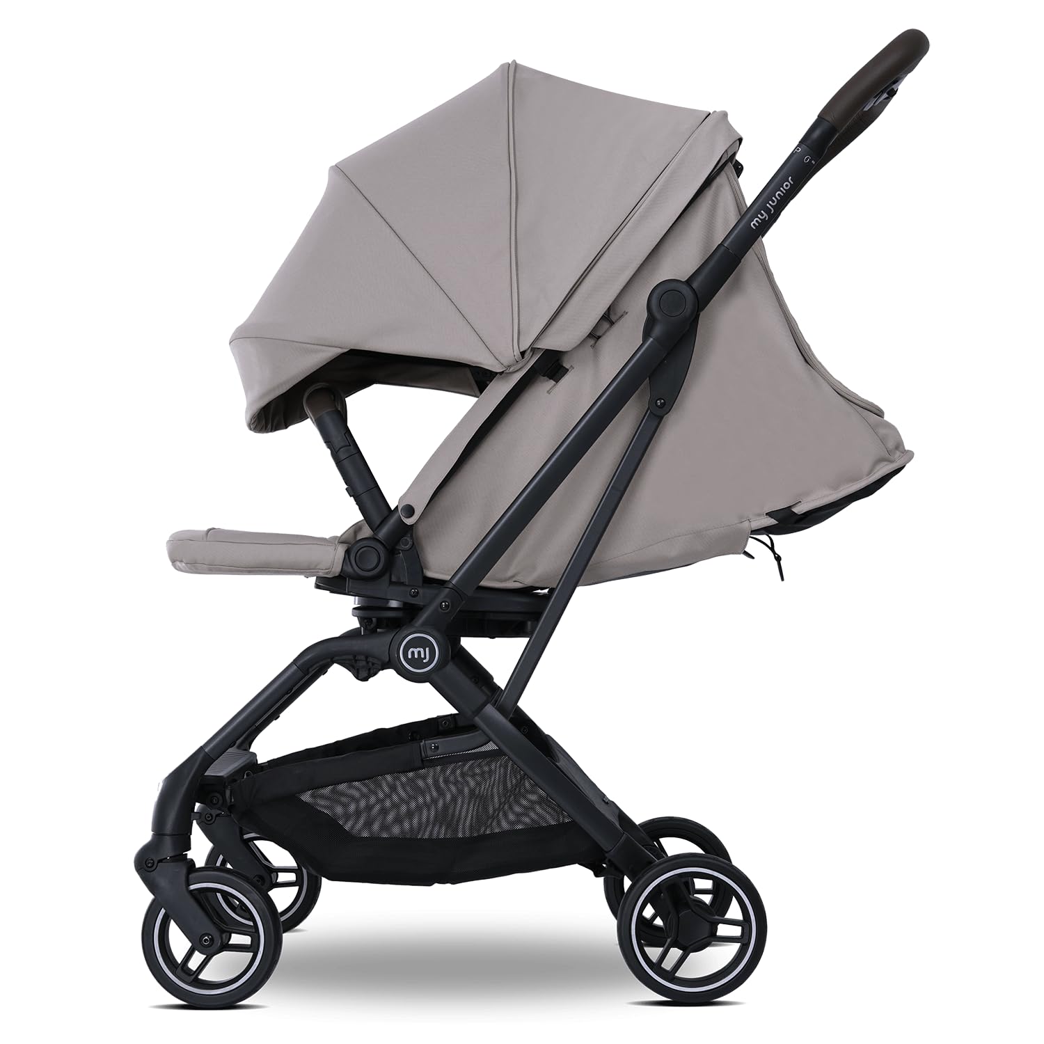 my junior® PICO³⁶⁰ | bis 22kg | 360° rotierbare Sitzeinheit | ergonomische Liegeposition | großes UV50+ Sonnenverdeck | 2 Belüftungsfenster - Chai Latte