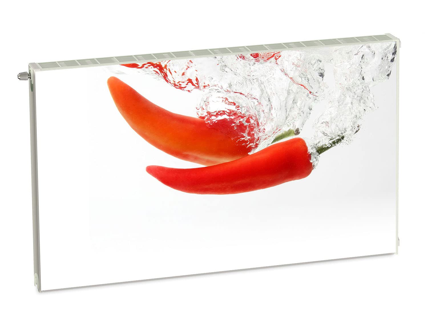 Magnet Heizkörperverkleidung Heizkörperabdeckung Rot Chili 100x60 cm Heizung Abdeckung Verkleidung Magnetische Abdeckmatte Kühlschrank aus Einem Flexiblen Magneten Digitaler Aufdruck