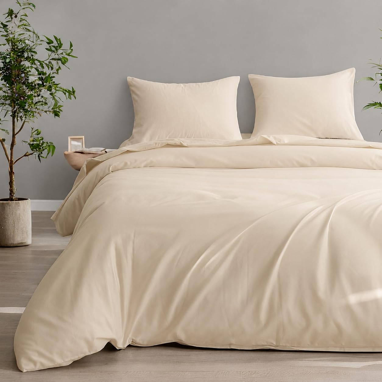 600 TC Cotton Duvet Cover | King Size (102×110 in)|Quilt/Comforter Cover with Zipper Closure | Hotel Quality Bedding| Beige-image-39