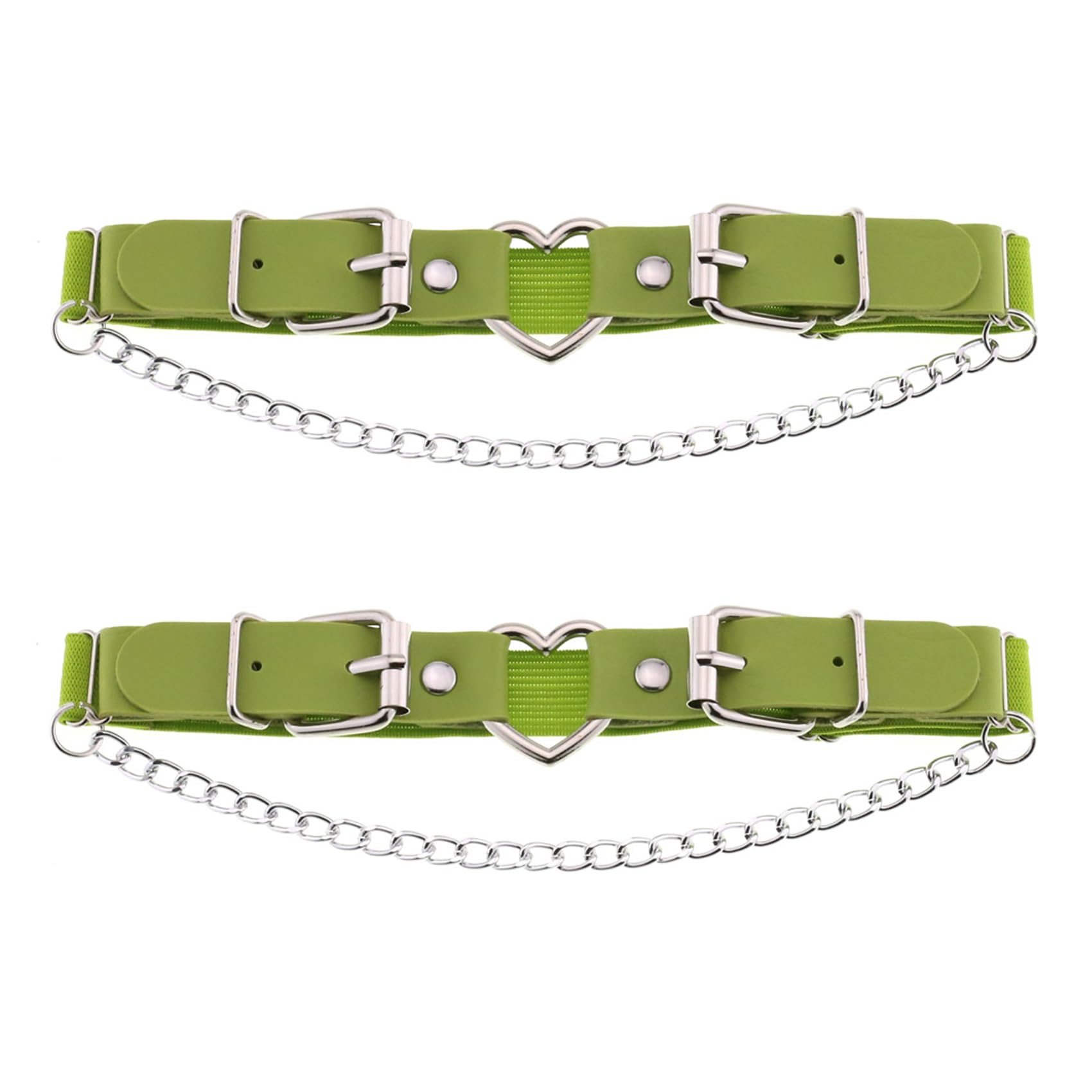 2PCs Leather Leg Garter with Chains, Elastic Rock Heart Thigh Garter for Women