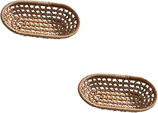 2 Peças Cesta De Tecido Cesta De Armazenamento Cesta De Vime Cesta De Comida Guarda-Chuva Balde Cesta De Pão Organizador De Toalha Cesta De Toalha De Vime Cesta De Frutas Cesta De