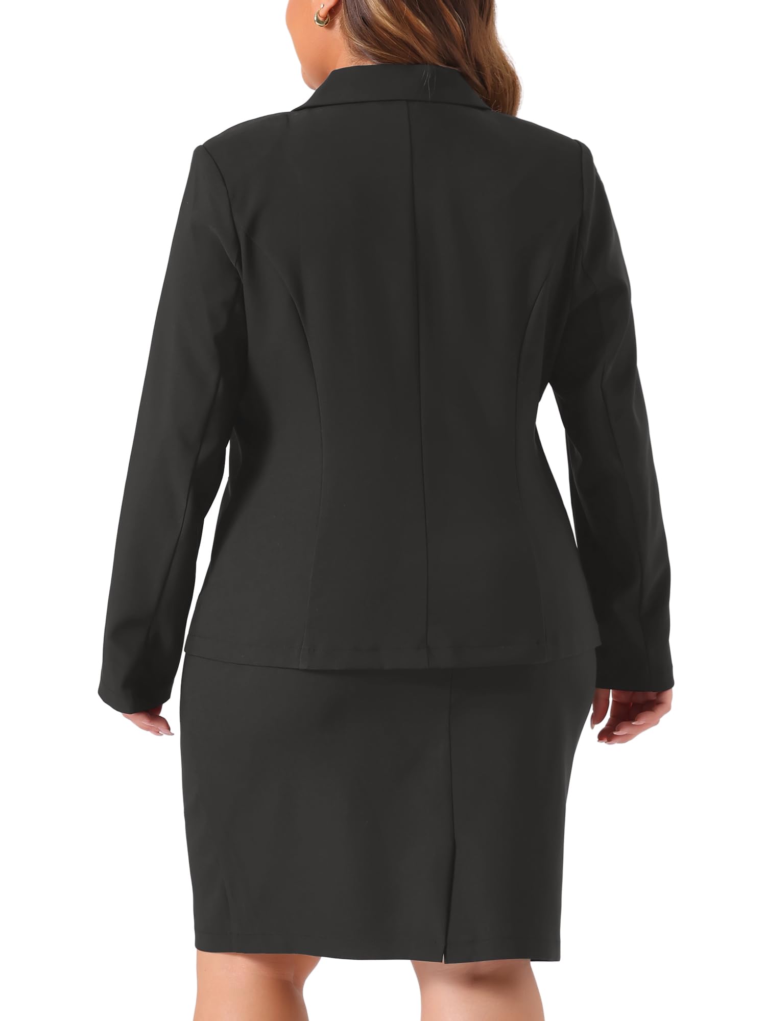 Agnes Orinda Ensemble Jupe Grande Taille pour Femme Ensemble 2 Pièces Blazer à Manches Longues et Jupe Crayon Style Décontracté