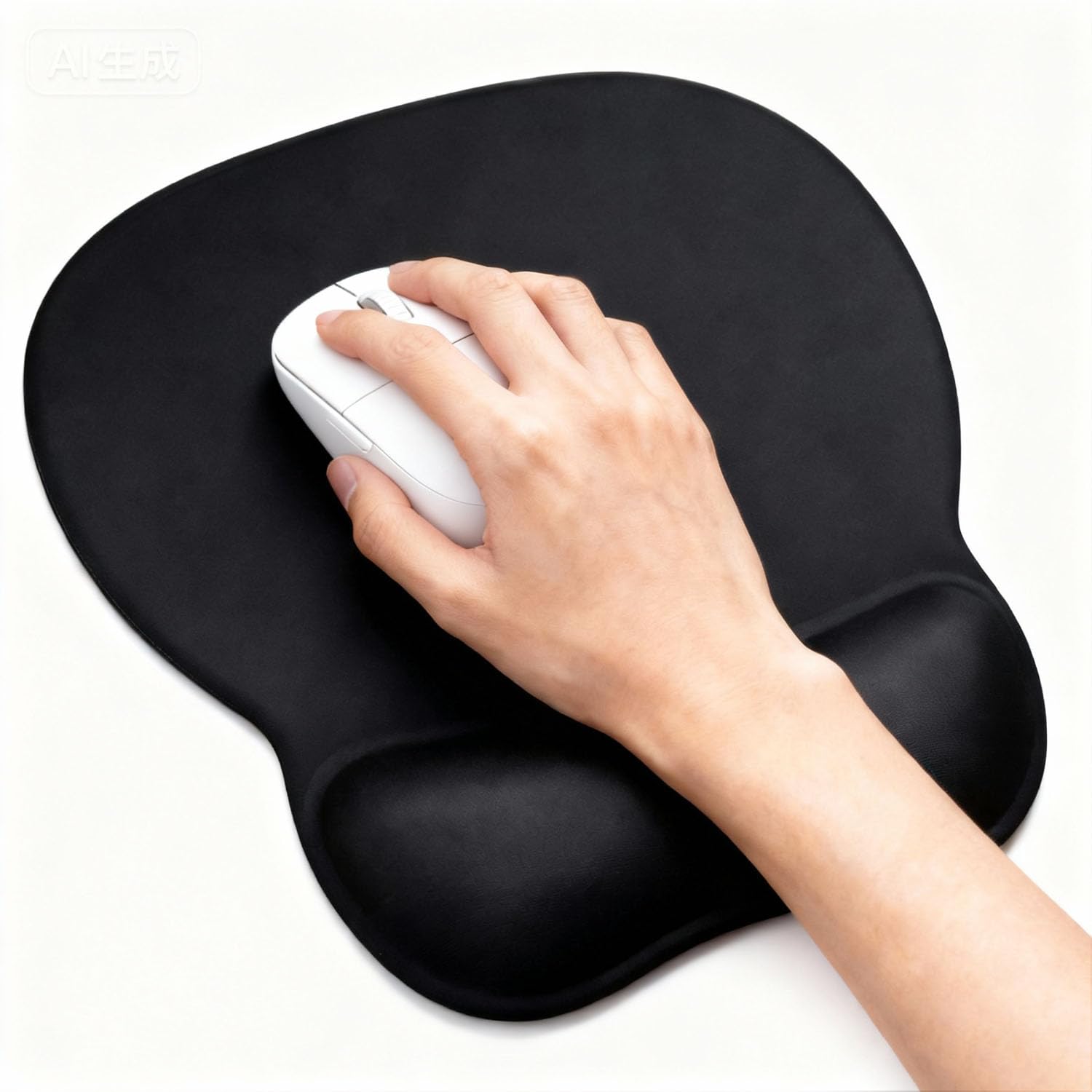 Tappetino Mouse Ergonomico con Poggiapolsi, Cuscino in Gel Schiuma a Memoria & Base Antiscivolo, Tappeto Mouse Grande Impermeabile per Ufficio e Gaming, 24x20.5cm, Tappetino Scrivania Nero