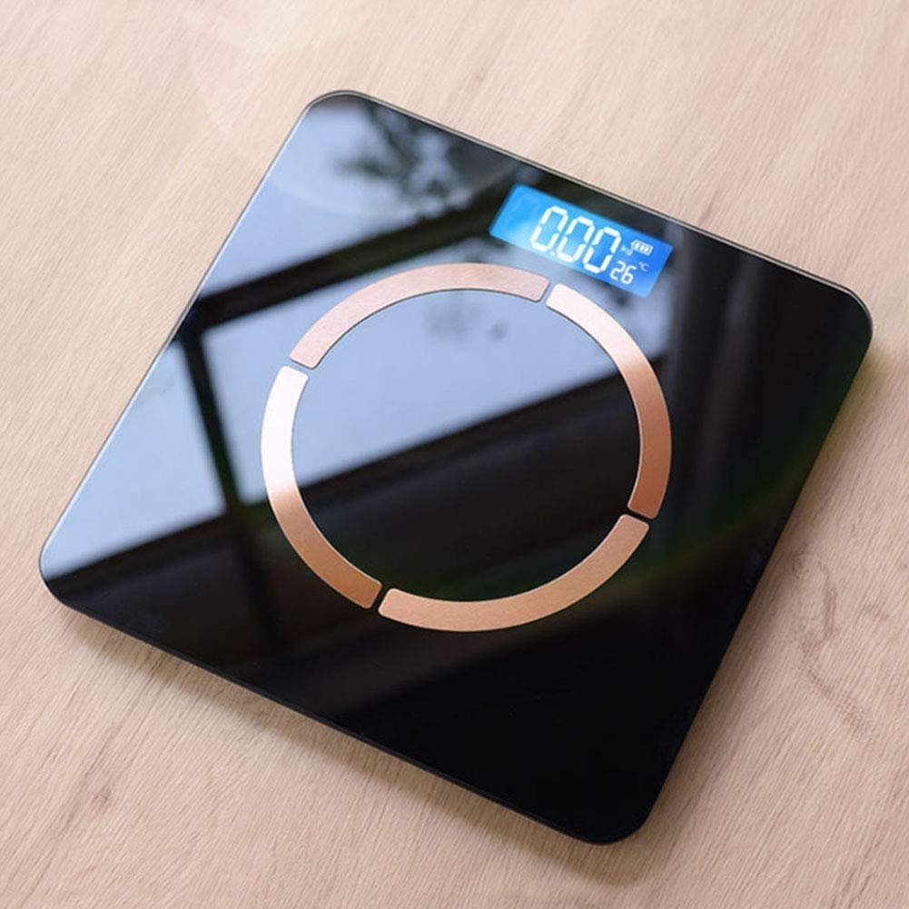 Escala de Grasa Corporal Bluetooth Digital, báscula de baño con BMI, Escala de Peso con Escala de Grasa Corporal con sensores de precisión de Alto, Vidrio Templado Resistente a la Rotura y App