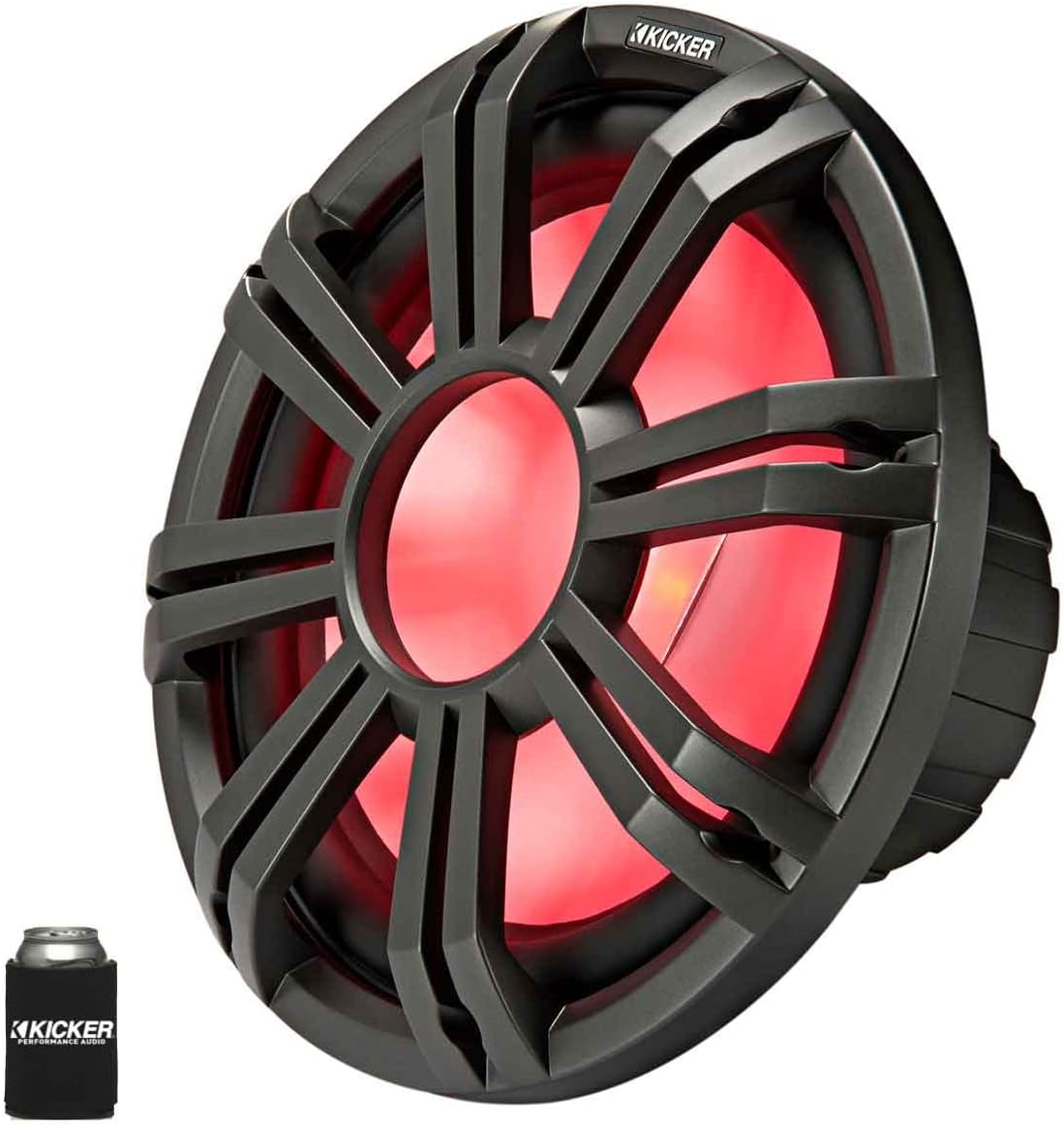 KICKER KMF124 12" Marine Subwoofer with LED Charcoal Grill 4 Ohm for Free Air Applications
