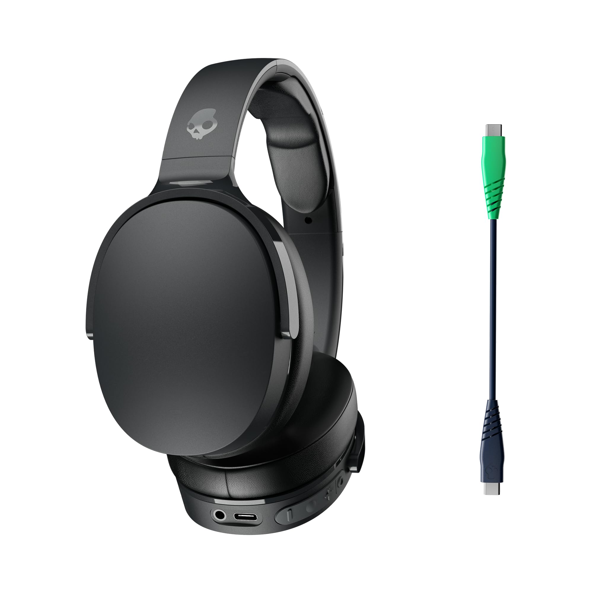 Skullcandy Hesh Evo Wireless Over-Ear Bluetooth Headphones with Charging Cable, Noise Isolating, Up to 36 Hours Battery, Foldable Lightweight Design, Microphone for iPhone Android - True Black