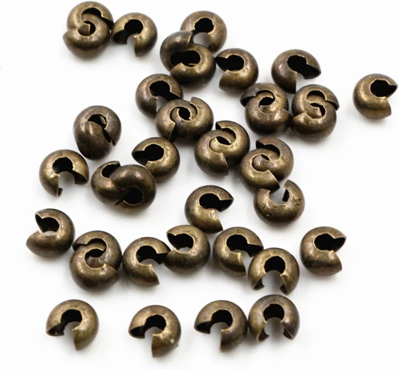 Cord Ends for Jewelry Making 1000pcs Silver Gold Round Covers Crimp End Beads Dia 3 4 5 mm Stopper Spacer Beads(Bronze,5mm)