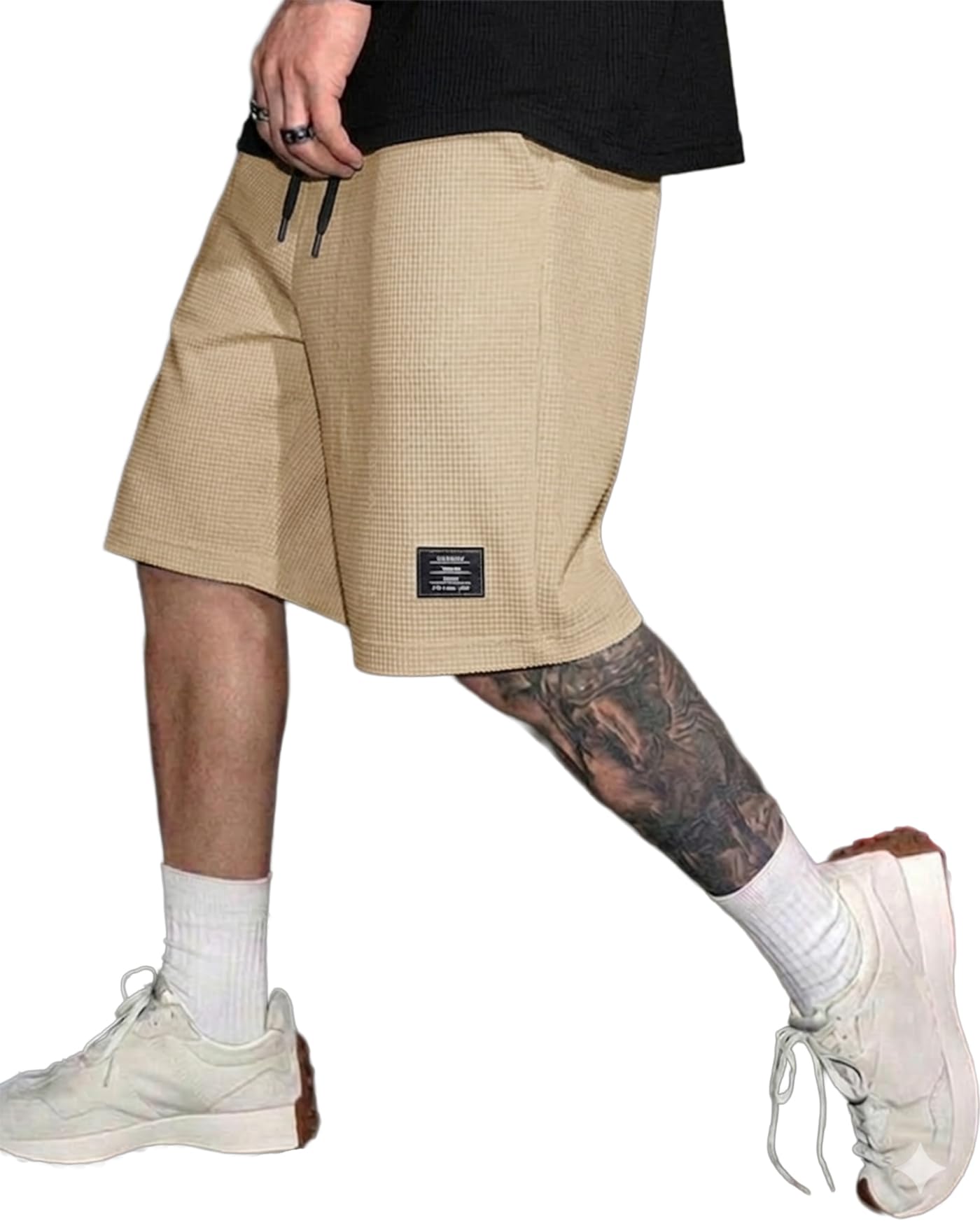 Men Solid Drawstring Waist Casual Knee Length Shorts ||Solid Men Beige Basic Shorts-image-10