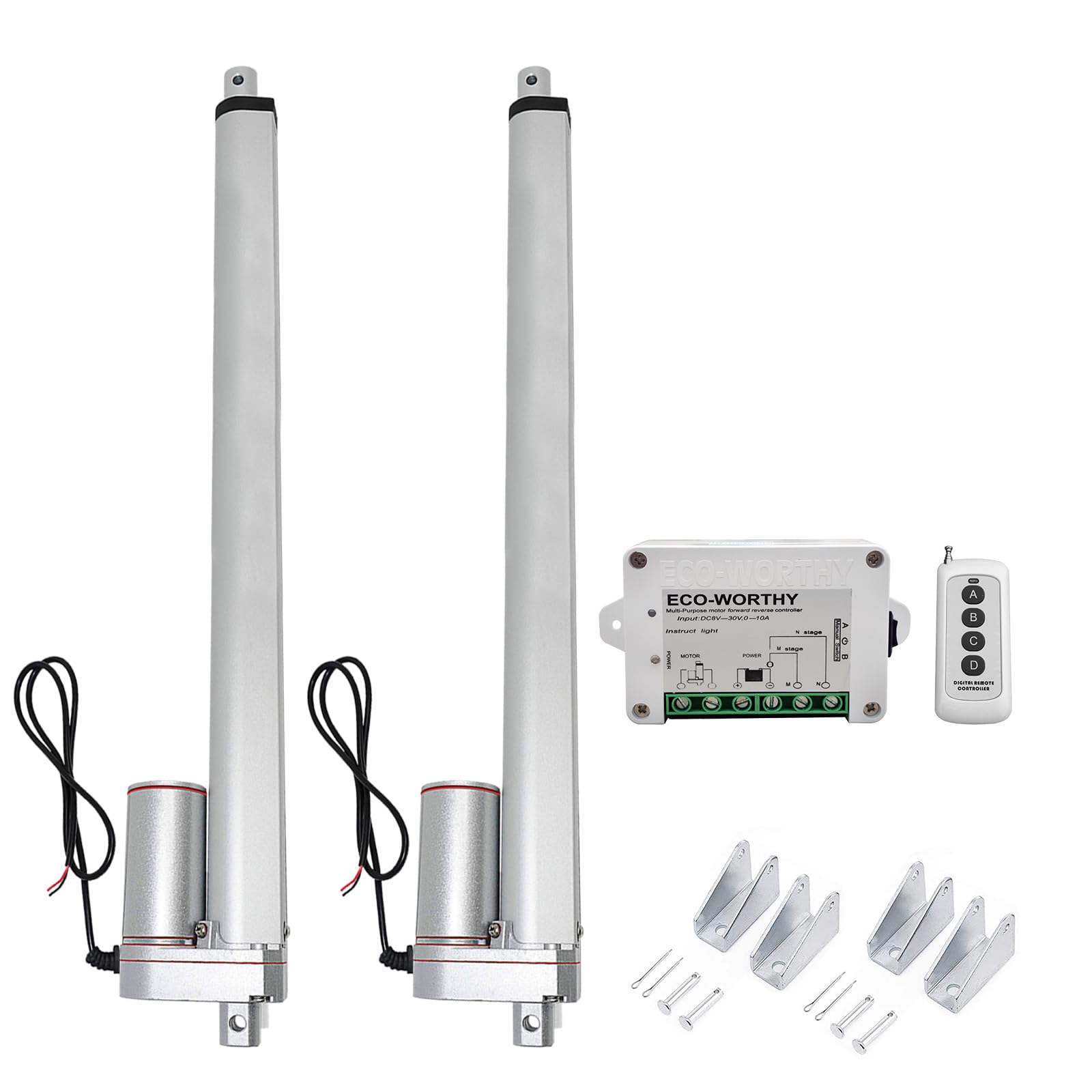 Dchouse - Attuatore lineare a corsa da 40,6 cm, 12 V, 12 V, DC, 400 mm, kit telecomando senza fili con staffe di montaggio del motore lineare
