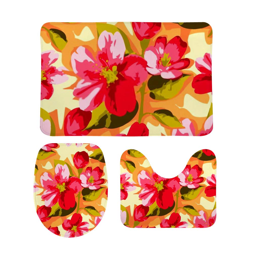 Ensemble tapis de bain fleurs de pommier pour fraîcheur matinale