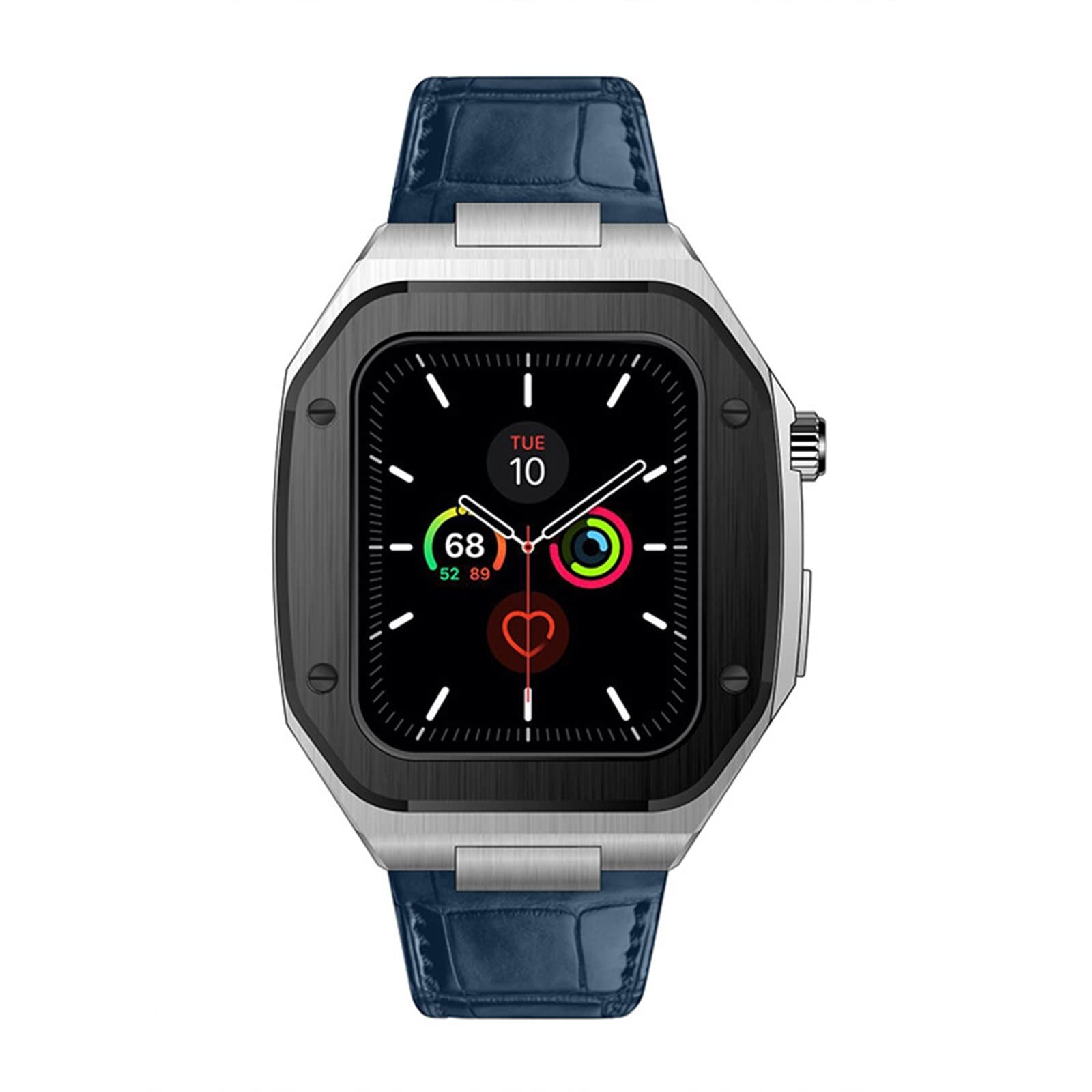 Kit de modification de bracelet en cuir de rechange pour Apple Watch 44 mm 45 mm, bracelet en métal pour iWatch Series 8 7 SE 6 5 4, 44mm For 6/5/4/SE, Agate