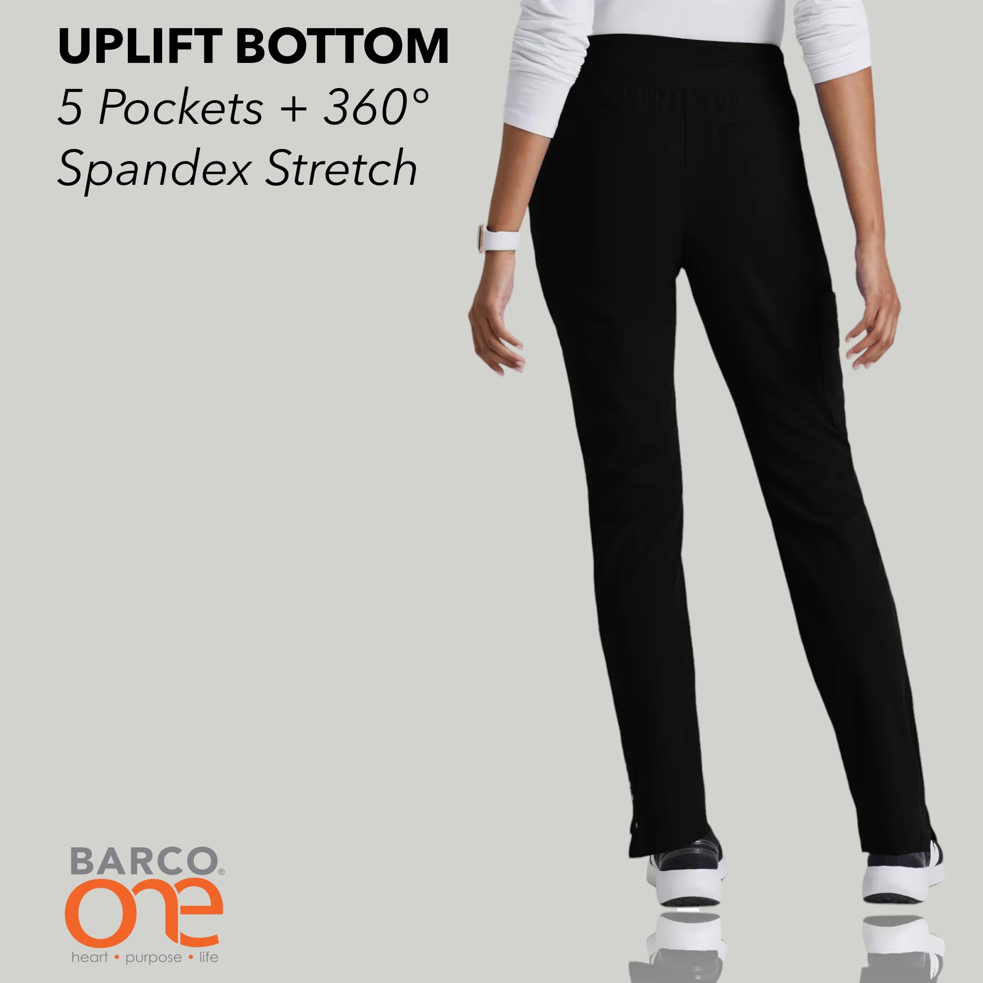BARCO One Uplift - Pantaloni da donna con 5 tasche, a vita media, elasticizzati in spandex 360