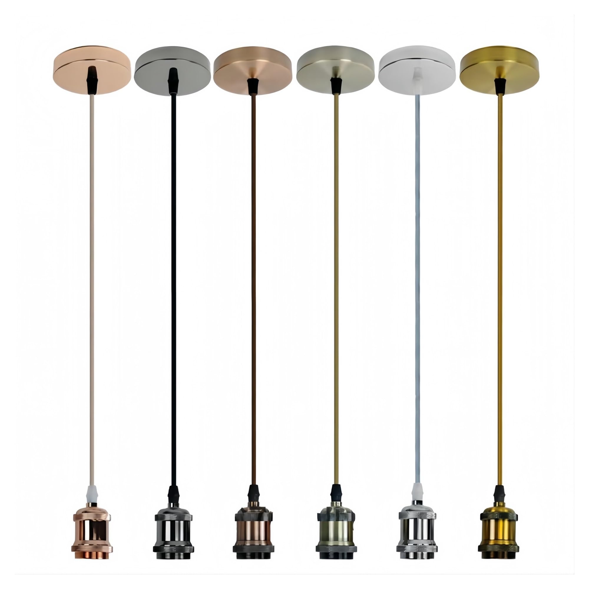 Portalámparas de Aluminio Retro Edison con Cable Colgante E27, Accesorios for lámparas con Boca giratoria(Gold Bronze)