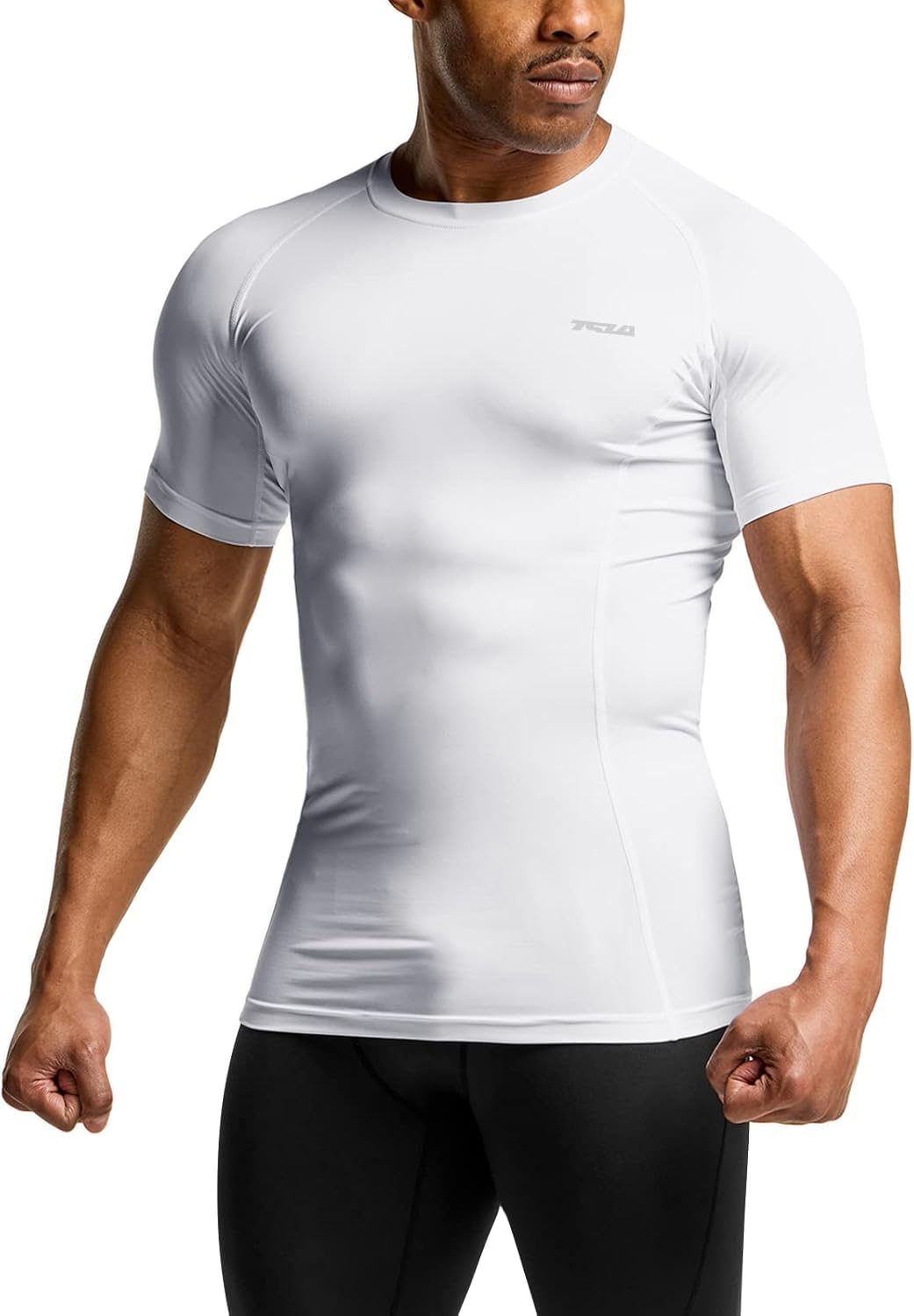 TSLA Men's UPF 50+ Quick Dry Short Sleeve Compression Shirts, Athletic Workout Shirt, Water Sports Rash Guard
