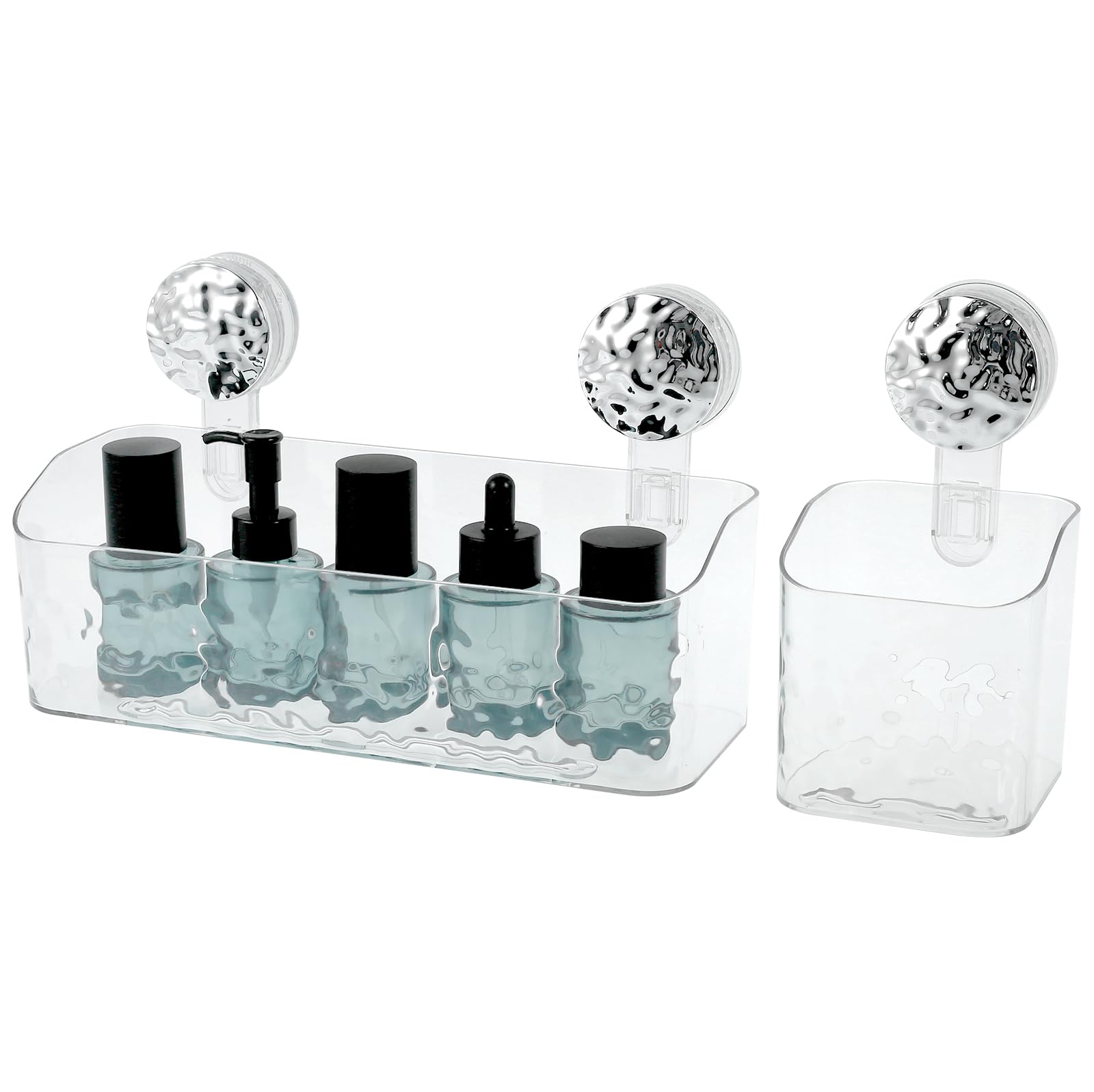 2pcs Shower Caddy Suction Cup Shower Organizer Removable Shower Shelves with Drainage Holes No Drilling Wall Shower Storage