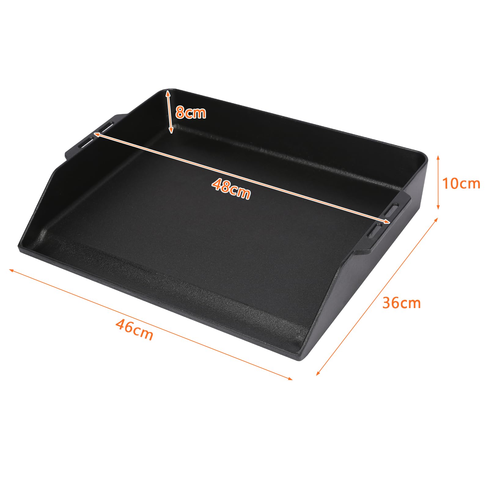 ZXLIHS Piastra Grill in ghisa 48 x 36 cm, plancha Universale per Grill a Gas, Forno e fornello, con Canale per Il Grasso Integrato e pareti Laterali Extra Alte