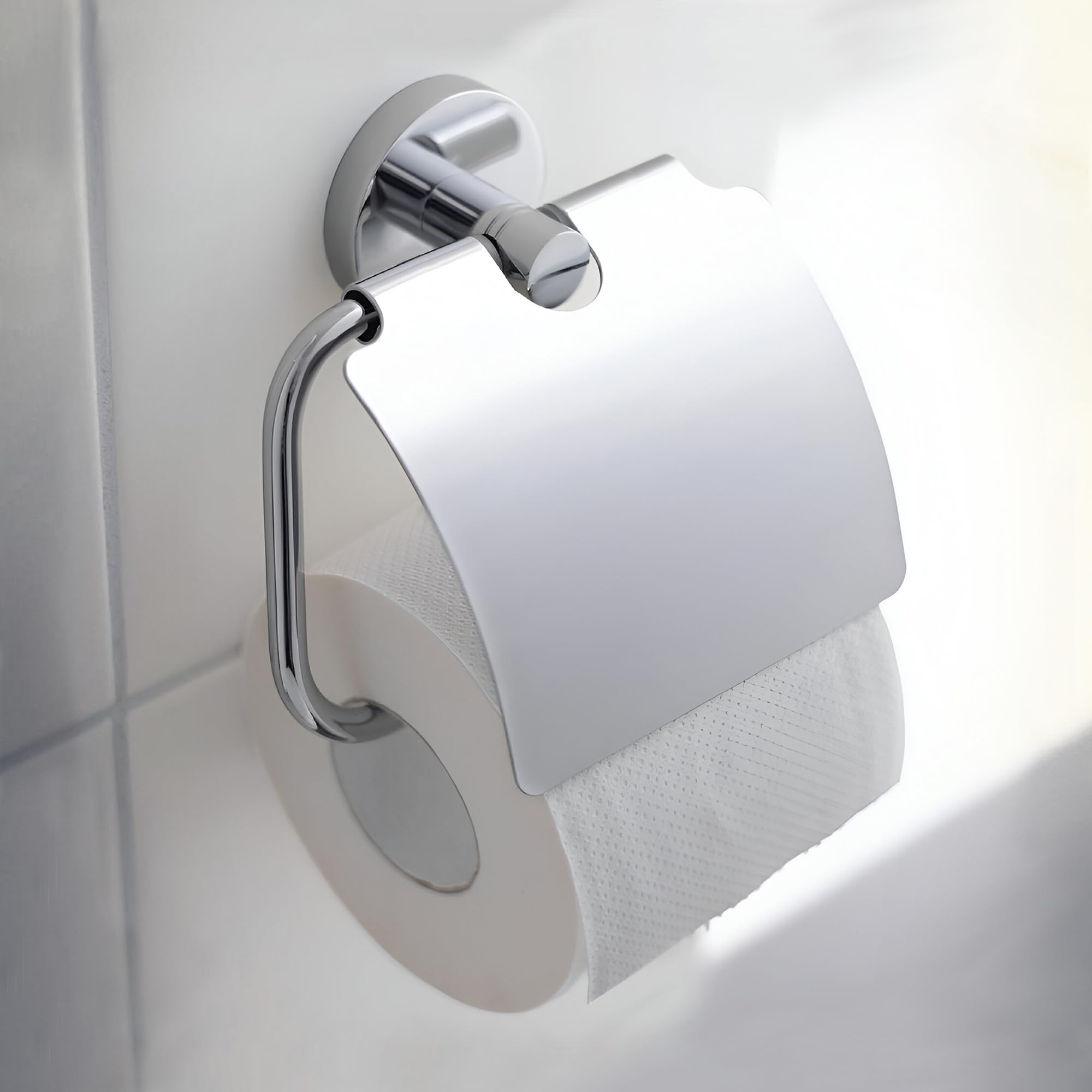 iBELL Toilet Paper Roll Holder for Bathroom | Stainless Steel Toilet Tissue Holder | Wall-Mounted Toilet Roll Stand | Bathroom Accessories - Chrome