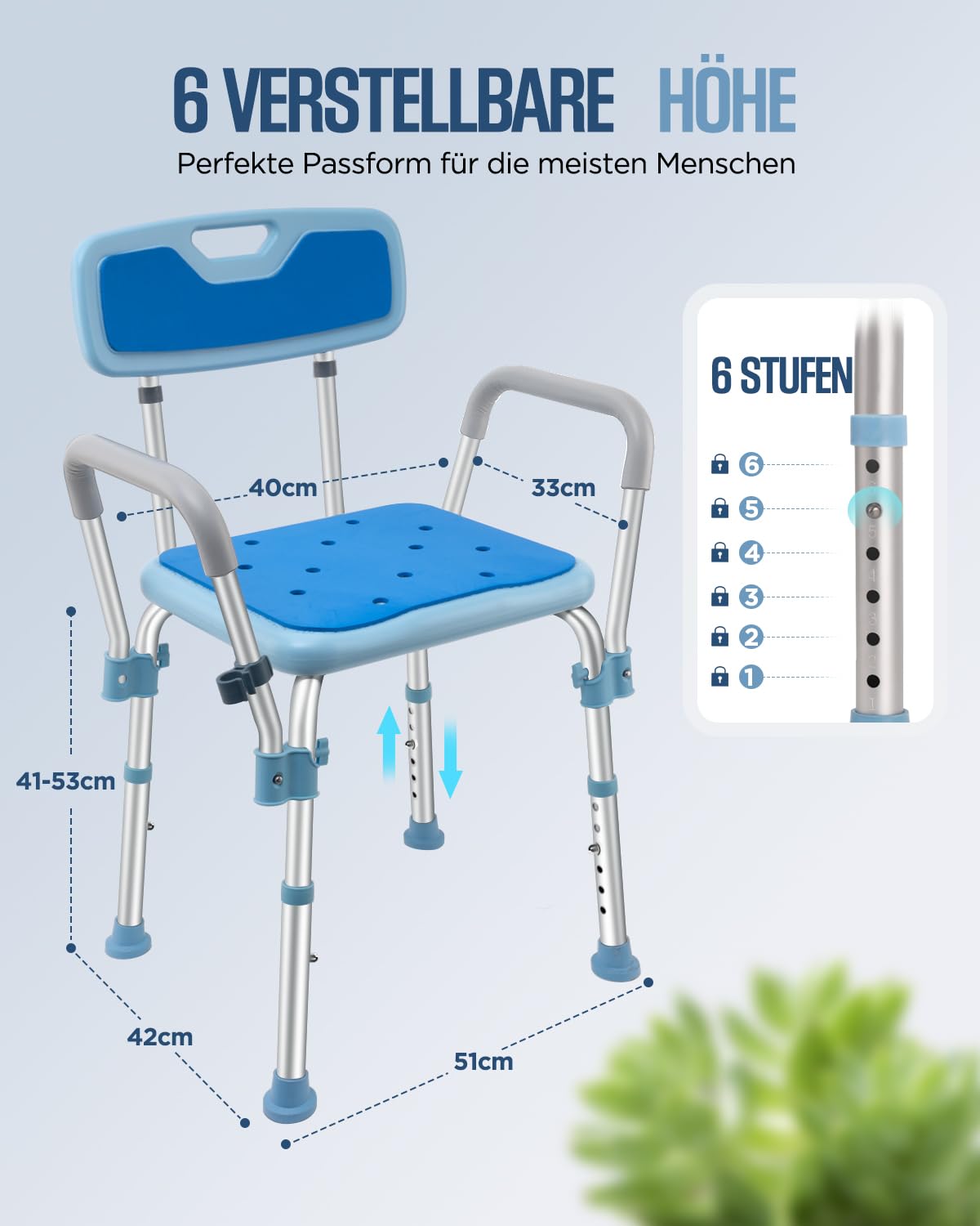 Sedia da doccia per doccia interna, panca da doccia per anziani e disabili, resistente sedia da bagno con braccioli e schienale, sedia da bagno per vasca da bagno, sedie da doccia per anziani