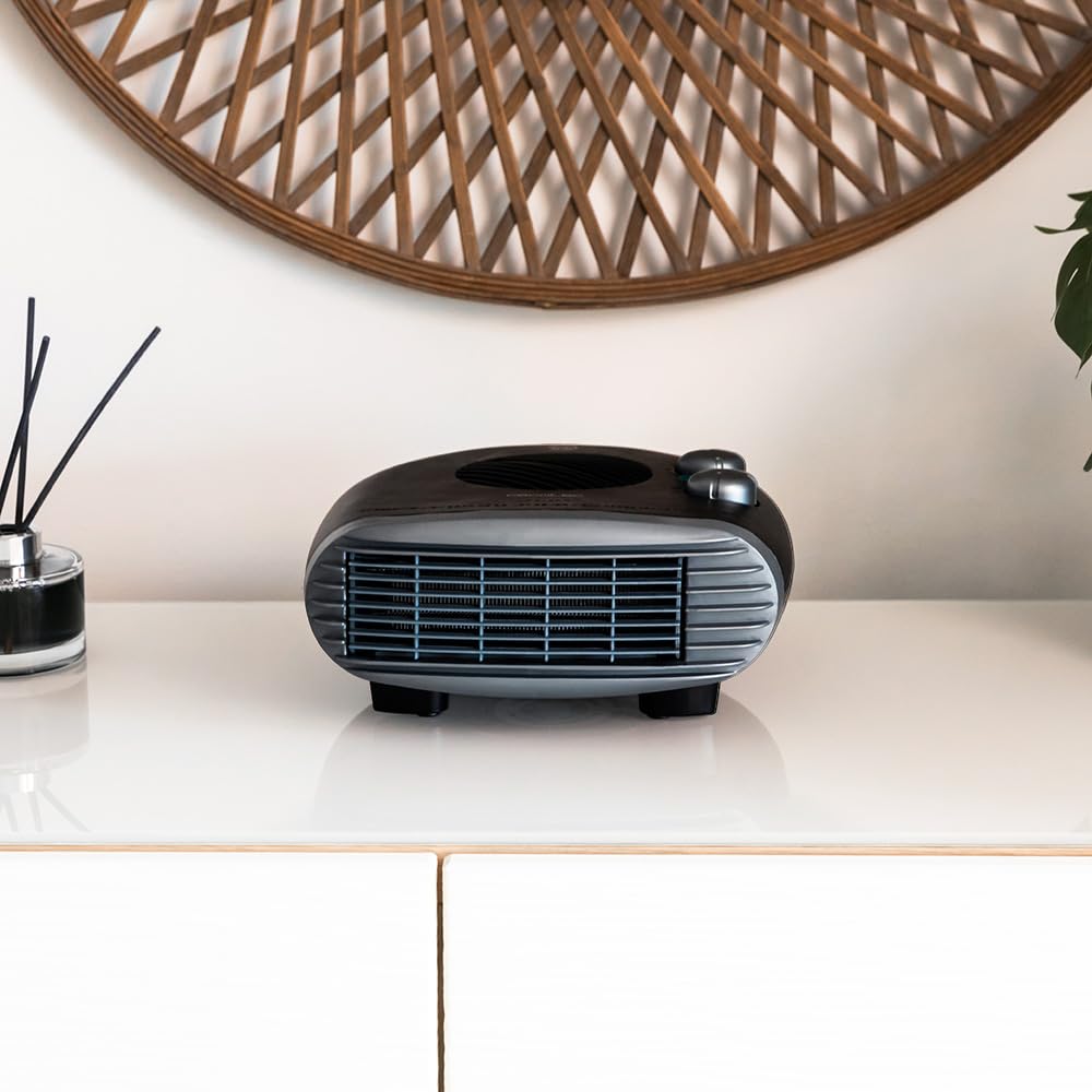 Cecotec Riscaldatore elettrico a basso consumo ReadyWarm 2000 Max Horizon Black. Termoventilatore da 2000 W, 3 modalità, termostato regolabile, uso semplice, area di copertura 20 m2, nero