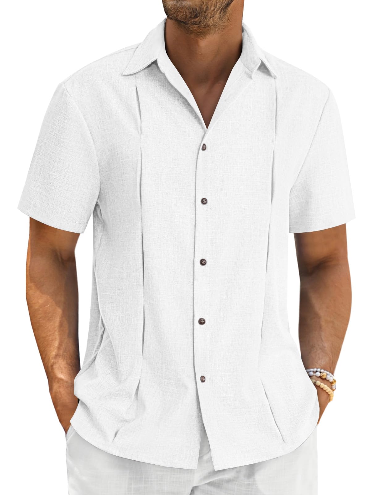  Runcati Mens Cuban Guayabera Shirts Button Down Casual Short Sleeve Linen Summer Beach Tops
| Runcati Mens Cuban Gua