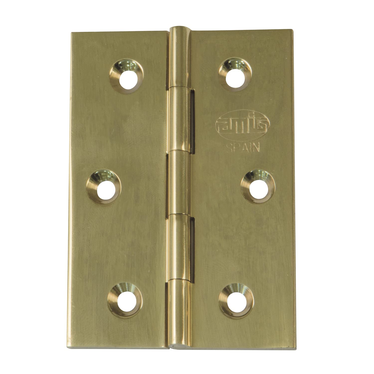 Amig Polished - Pack Of 2 Brass Fixed Hinges Without Finial - 50 X 40 Mm - Model 1002 - Finish Varnish - Square Edge - Laminated Profile - Easy Installation And Use - Diy