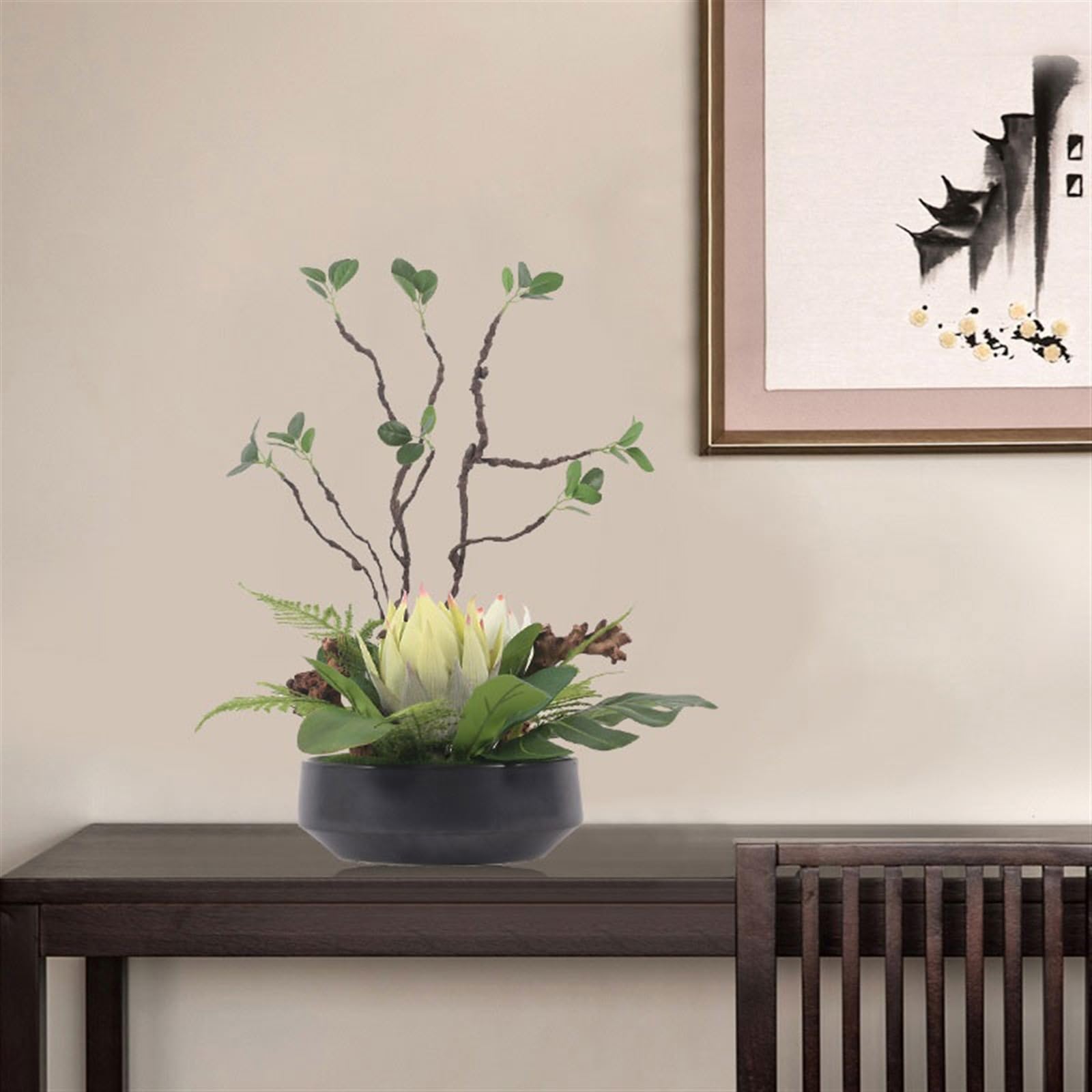 Fiori Artificiali con Vaso Simulazione Pianta Bonsai Ornamenti Ceramica Simulazione Fiore Arte Casa Ristorante Negoziazione Centrotavola Fiori Finti per Decorazioni