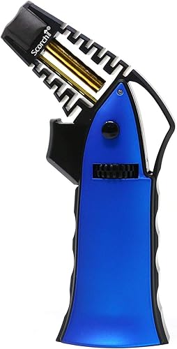Miniatura 10 de Scorch Torch Antorcha recargable de butano ajustable con llama de aluminio de mano mecanizada CNC de 6.75 pulgadas de alto en caja de regalo