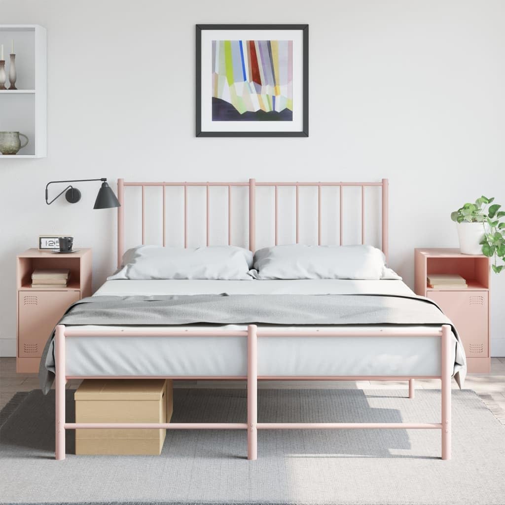 Table de chevet rose en acier lot de deux pour une décoration de chambre moderne