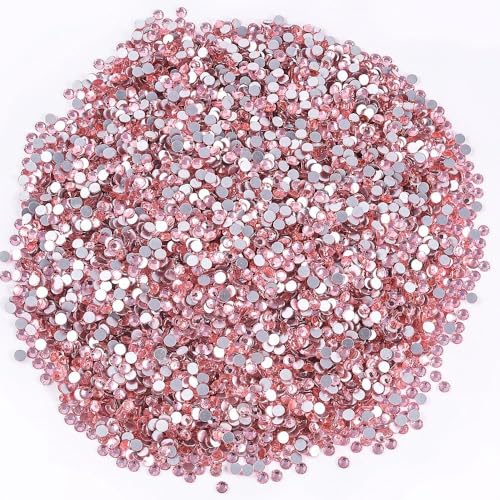Image of 2880pcs Glass Flatback Rhinestones for Nail Art Crafts, Multi-Size Round Crystal Gems for DIY Decoration 2-4.8mm SS6-20 Peach Pink