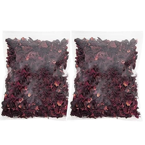 BlueQueen Flores secas de hibisco a granel perfectas para té y agua fresca mexicana, flor de Jamaica, flores enteras  30 gm, paquete de 2