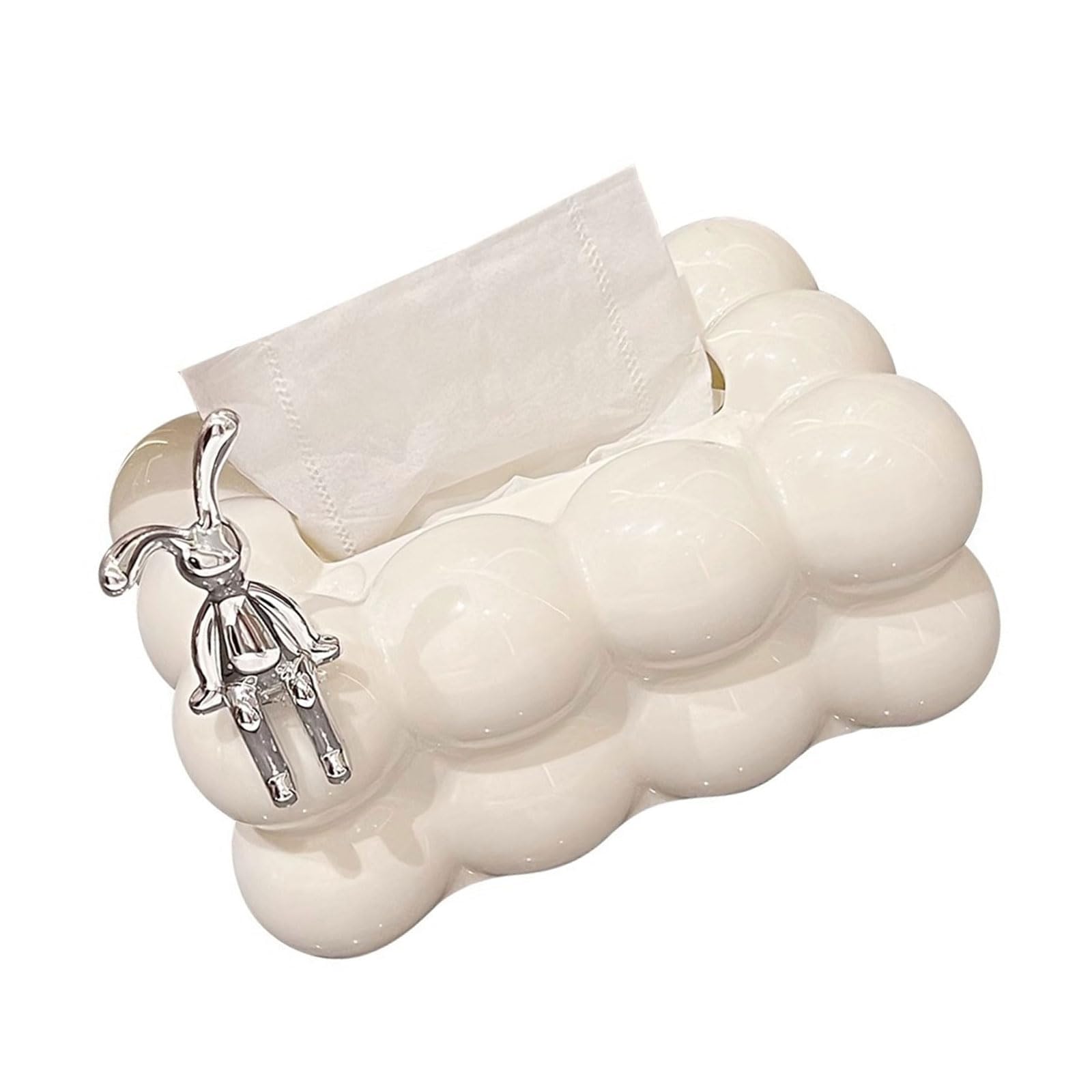 HZBB Decorative Paper Towel Holder Stylish Tissue Organizers with Rabbits Bowknot Accent for Kitchen Table Decoation Desk Napkin Dispenser