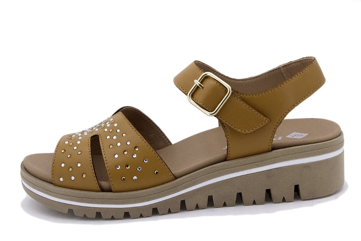 PieSanto - 230776 Sandalia Plantilla Extraíble Piel Blanco para: Mujer