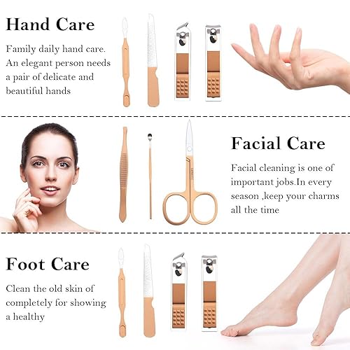Miniatura 3 de Juego de manicura, kit de cortaúñas, juego de cortaúñas, kit de cuidado de uñas, kit de manicura profesional 8 en 1, cuidado personal, herramientas