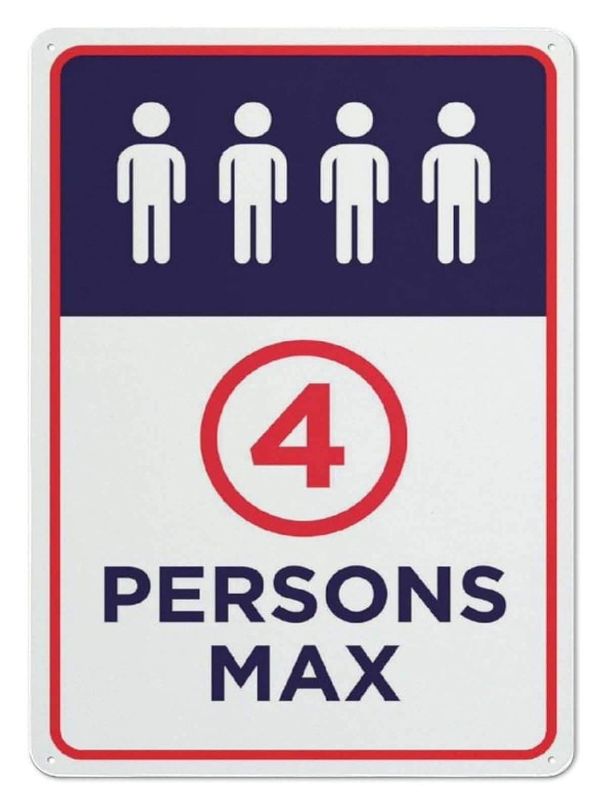 BYLSAGWHT Occupancy Limit 4 Persons Maximum Metal Sign Business Office Public Restroom Entrance Capacity Notice Tin Plaque 8 X 12 inch