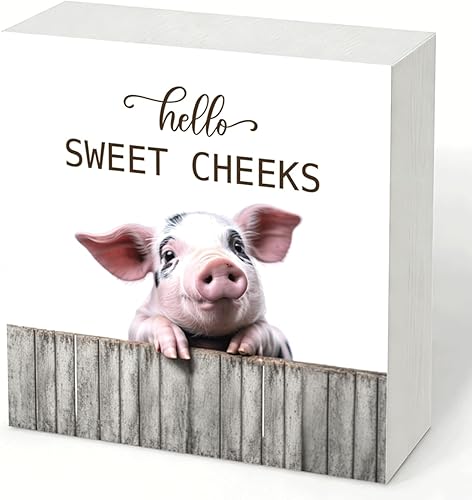 Miniatura 10 de Letrero decorativo con texto en inglés «Hello Sweet Cheeks», divertida decoración de baño para el hogar, hogar, baño, estante de baño, decoración de