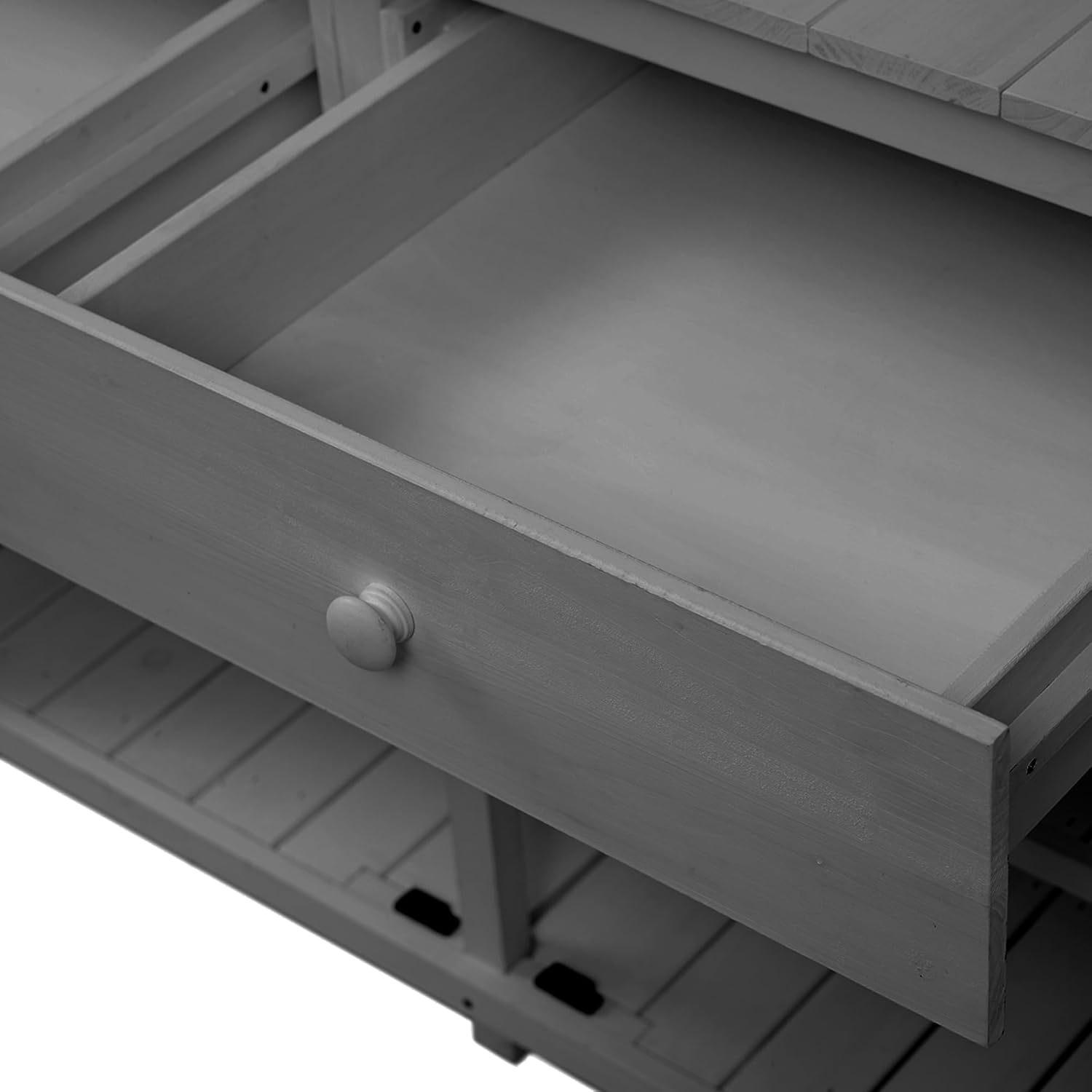 65 inch Garden Potting Bench Table, Fir Wood Workstation with Storage Shelf, Drawer and Cabinet for Outdoor Patio, Garden (Gray, 65in)