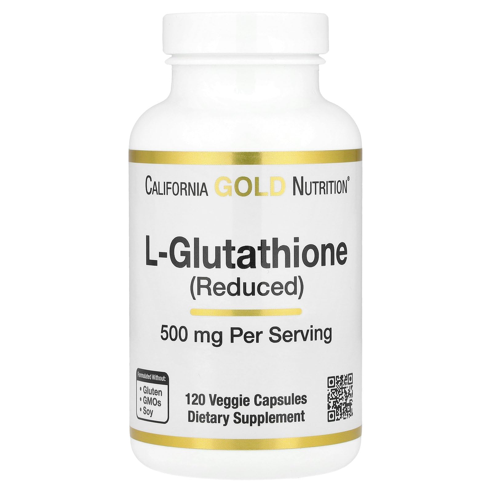 California Gold Nutrition L-Glutathione (Reduced), 500 mg, 120 Veggie Capsules