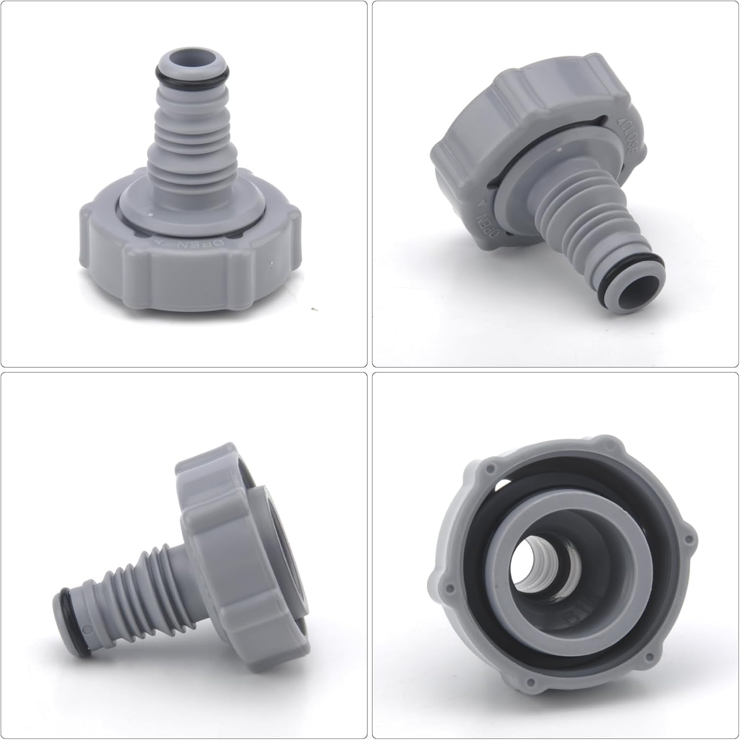 P6H1419 zawór spustowy Ø 32 mm – adapter do odprowadzania wody basenowej, adapter węża i adapter przyłączeniowy, zapasowy zawór spustowy do basenów, szary adapter do spuszczania wody